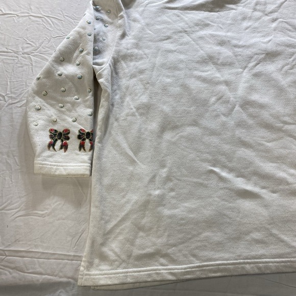 Vintage Late 90s Ugly Christmas Snowman Sweatshirt Puff Paint USA Womens L - Picture 13 of 15